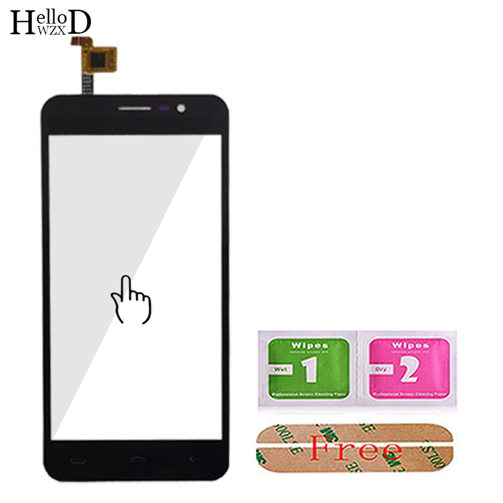 Mobile Touch Screen Panel For Homtom S7 S12 S16 S55 Digitizer Panel Front Glass Touch Screen TouchScreen Sensor 3M Glue Wipes