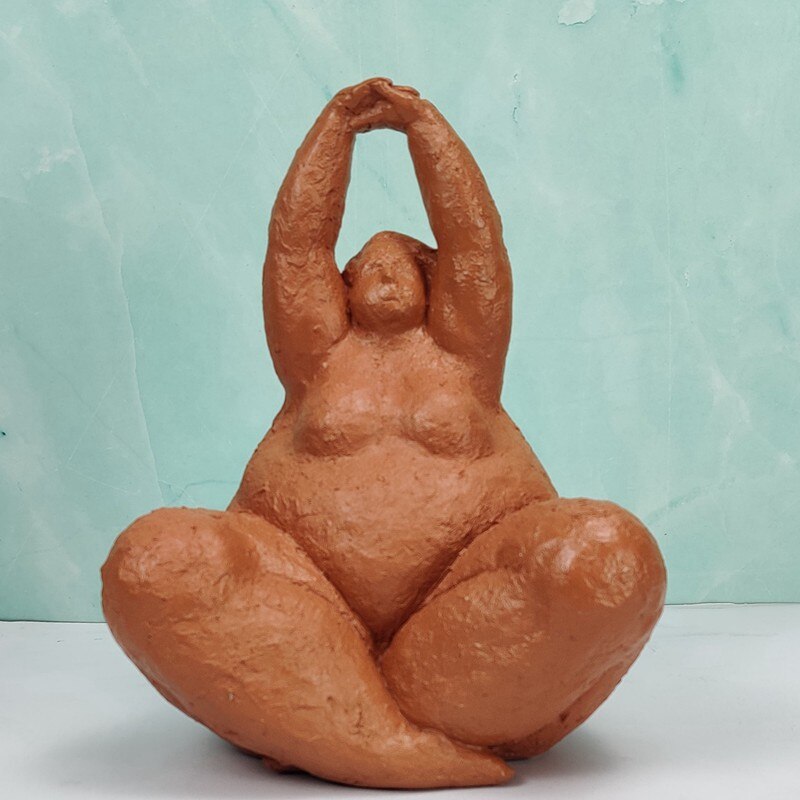 Vilead harts abstrakt fet dam figurer nordisk kvinna prydnad vintage heminredning rumsbord hantverk: Yoga