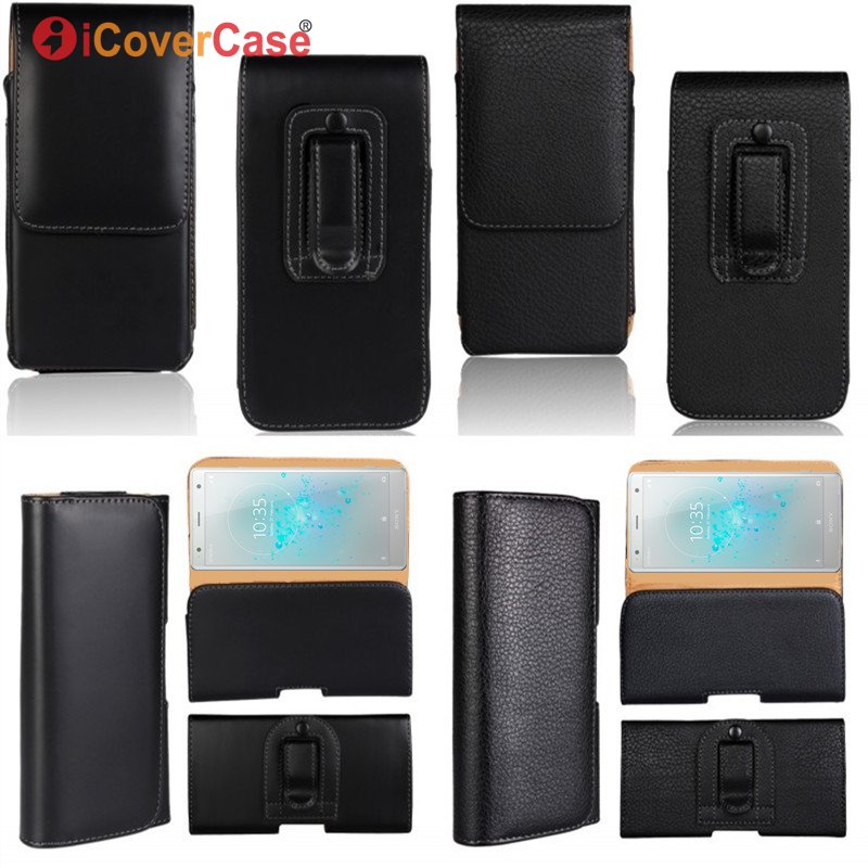 Universal Case For Sony Xperia XZ1 XZ2 Compact XZS XA XA1 Plus XZ XA2 L1 L2 E5 Belt Clip Waist Bag Holster Leather Pouch Cover