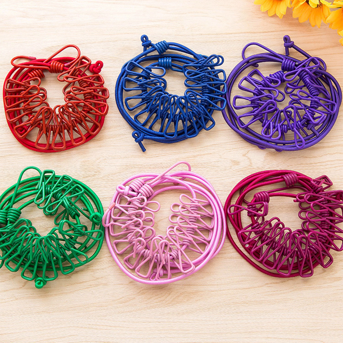 Tendedero ajustable retráctil de viaje portátil para acampar, con 12 Uds. De Clips, secado de ropa para exteriores e interiores, 1 ud.