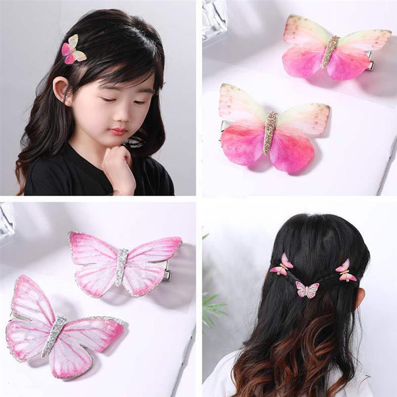 1 par de pinzas de pelo creativas para niños, pasador decorativo brillante para el pelo de mariposa, pasador para el pelo, accesorios para el pelo de niños,
