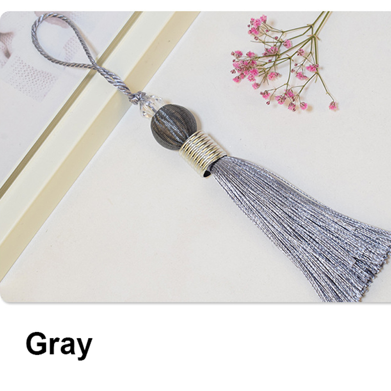 Pompon boule avec corde suspendue 10cm, 2 pièces/lot, garniture pompon à coudre en soie, décoration clé pour rideau, décoration de la maison: Gray