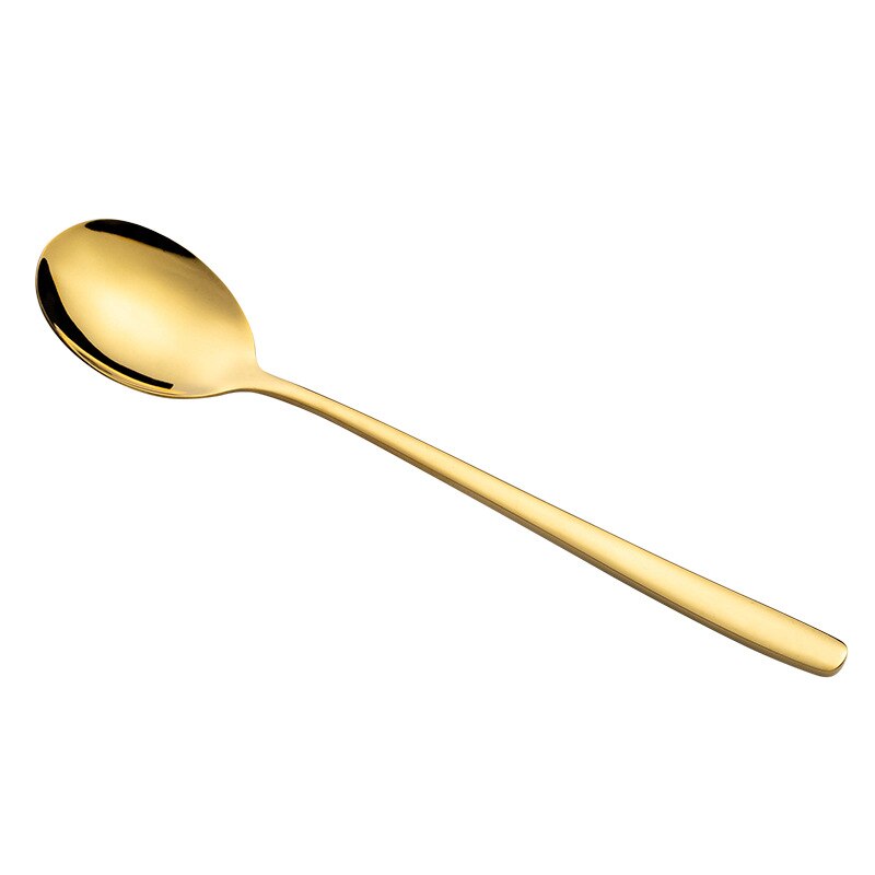 20Cm Rvs Goud Koffie Lepel Theelepels Servies Ijs Dessert Lepels Met Lange Handvat Bestek Keuken Accessoires: Golden