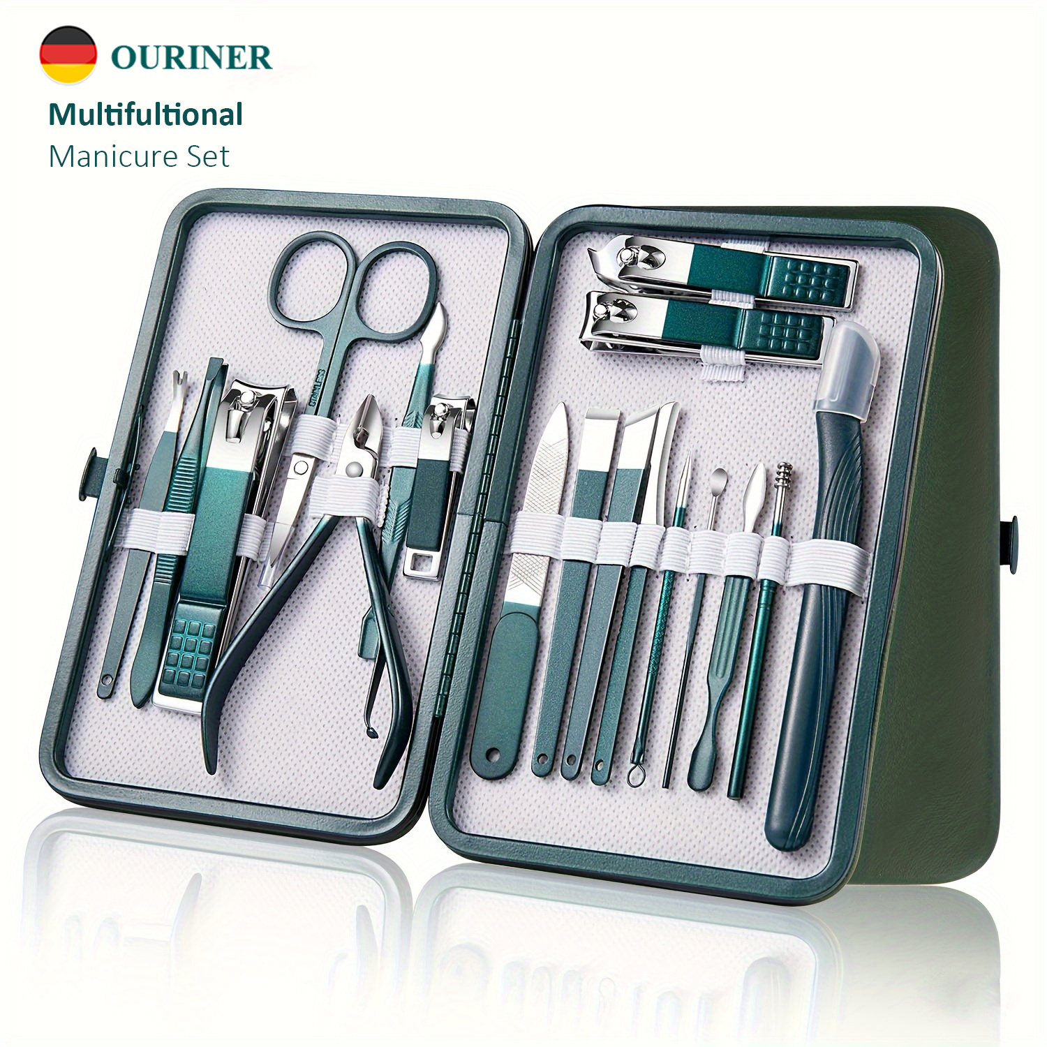 Kit para el cuidado de las uñas, juego de manicura y pedicura de acero inoxidable, cortaúñas con estuche de viaje, 7/10/12/18 piezas
