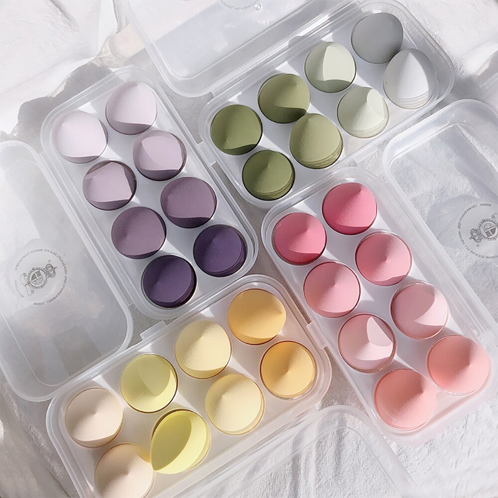 Caja de almacenamiento de esponjas para maquillaje, caja de almacenamiento de esponjas para maquillaje, caja transparente, contenedor organizador de accesorios de maquillaje, 4/8 rejillas