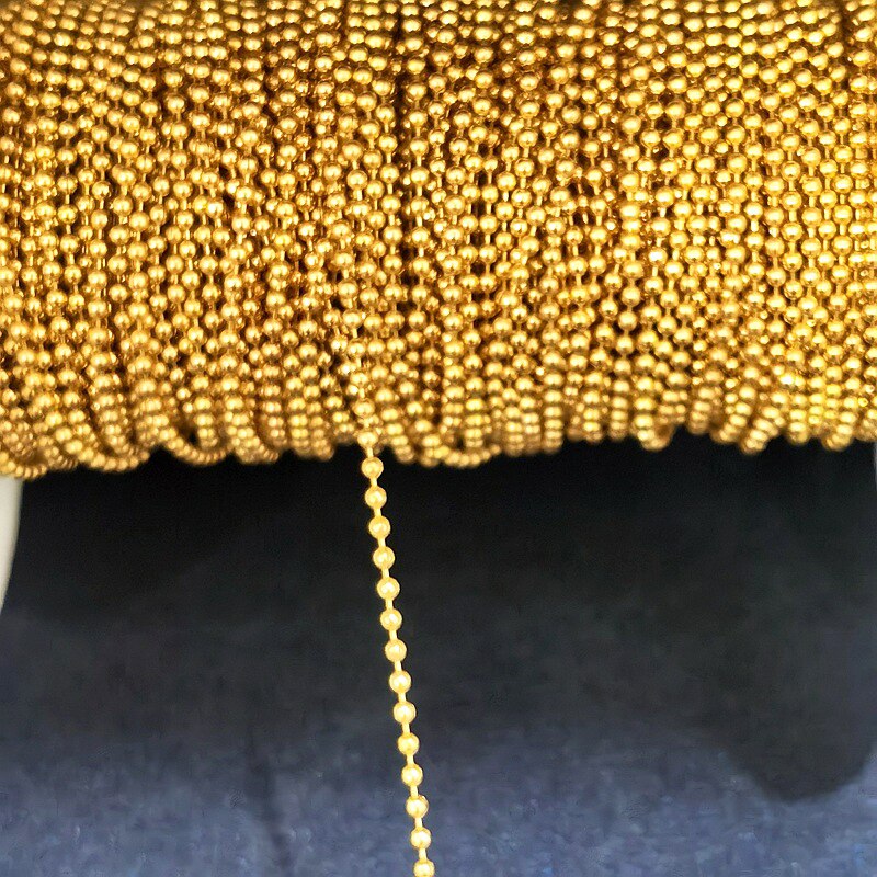 2meters 1-1.5mm Beaded Ball Chains for DIY Bracelet Necklace Jewelry Making Copper Cable Link Chain Components: Gold / 1.5mm