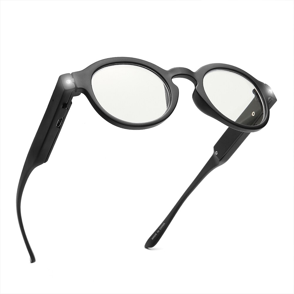 Lesebrille mit Lichter LED Beleuchtete Vergrößerung Brillen USB Ladung Vergrößerungs Leser für Männer und Frauen: +100
