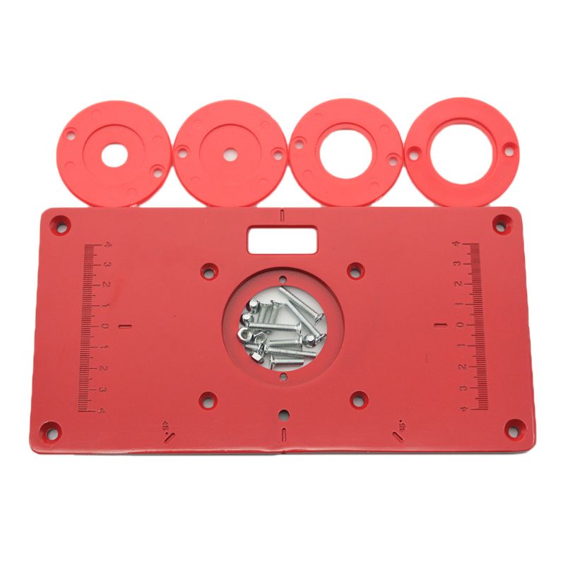 Metal Router Table Insert Plate with 4 Rings Screws for Woodworking Benches Trimmer Machine