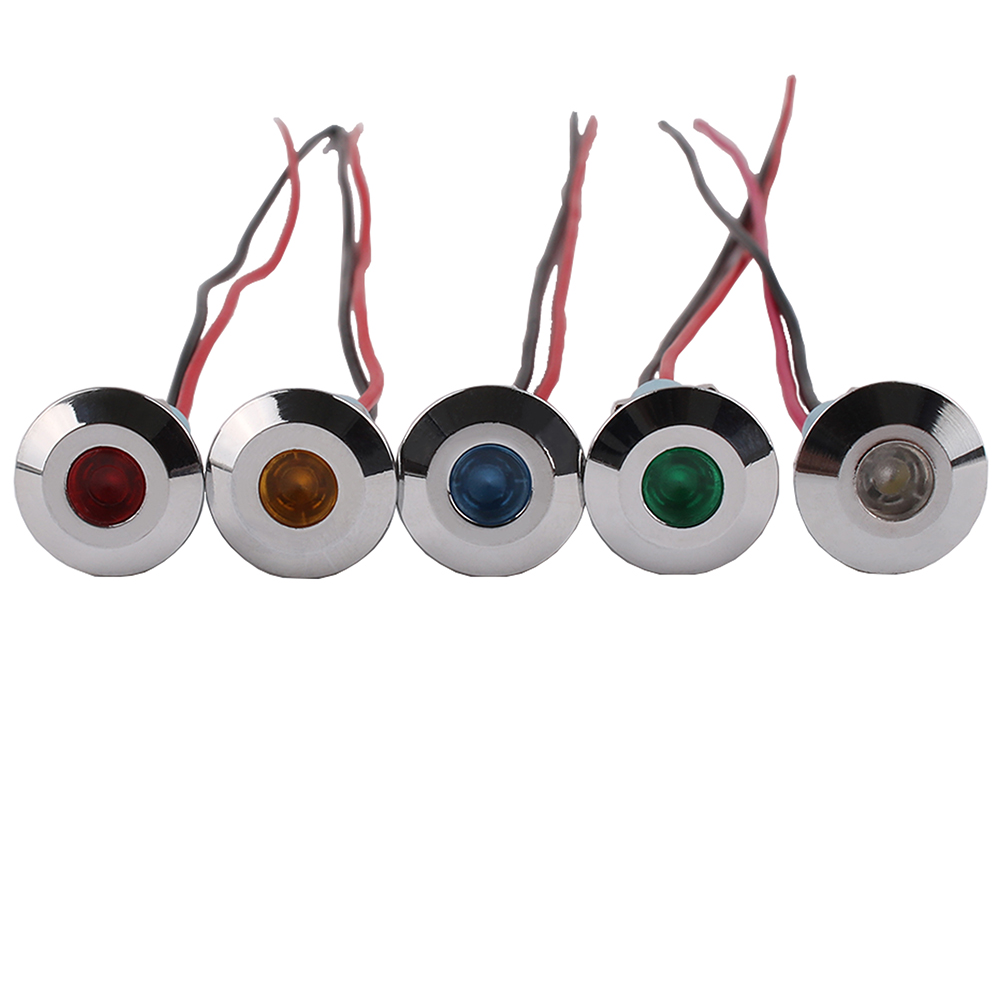 Led Metalen Lampje 10Mm Waterdichte Power Signaal Lamp 3V 5V 6V 12V 24V 220V Andere Rood Geel Blauw Groen Wit