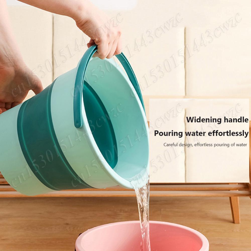 Cubo plegable de silicona multifuncional, contenedor de agua, ahorro de espacio, 5/10L
