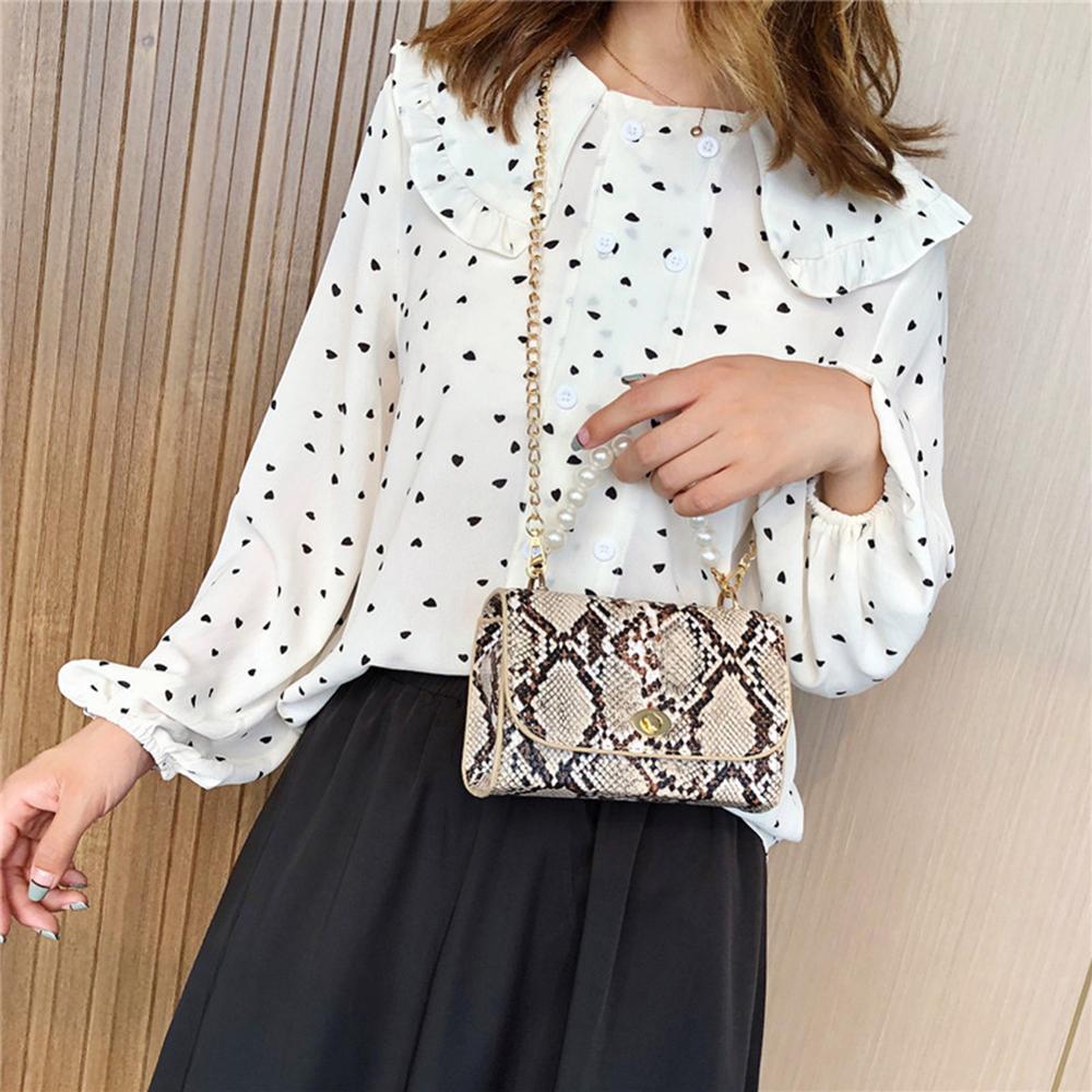 Bolsos de para mujer con estampado de serpiente y perlas para mujer bolsos de bandolera de cuero de PU Casual