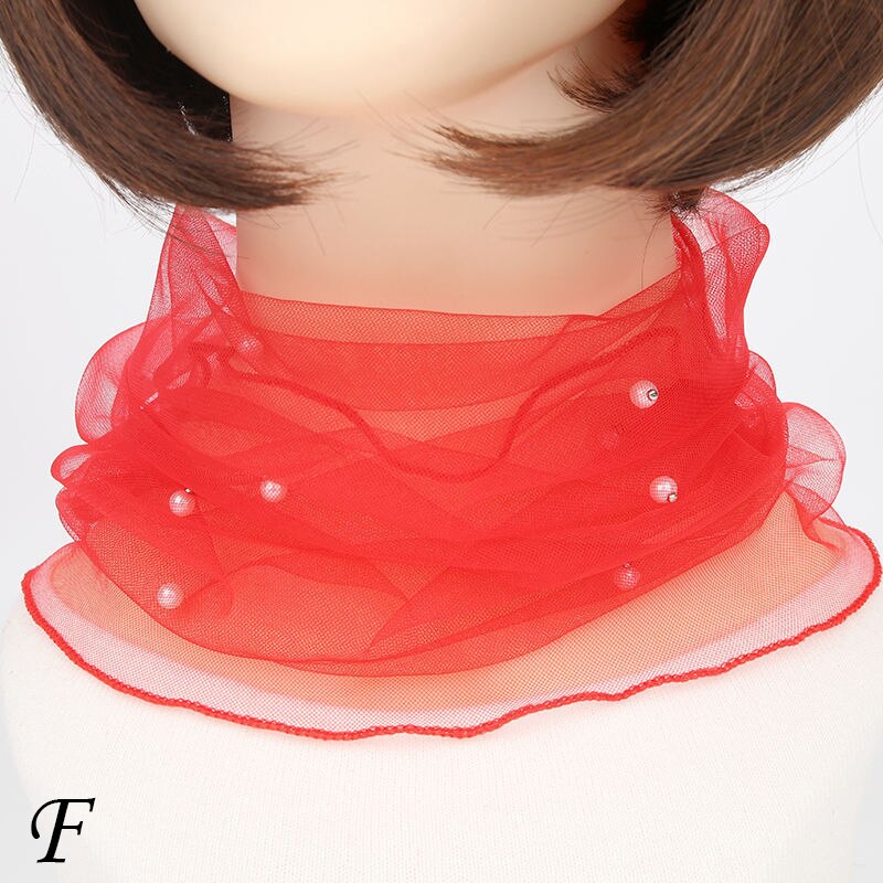 Bufanda de cuello de gasa para mujer, protector solar fino para la cabeza, variedad de pañuelos pequeños de seda Anti-UV, mascarilla multifunción, primavera y verano: F