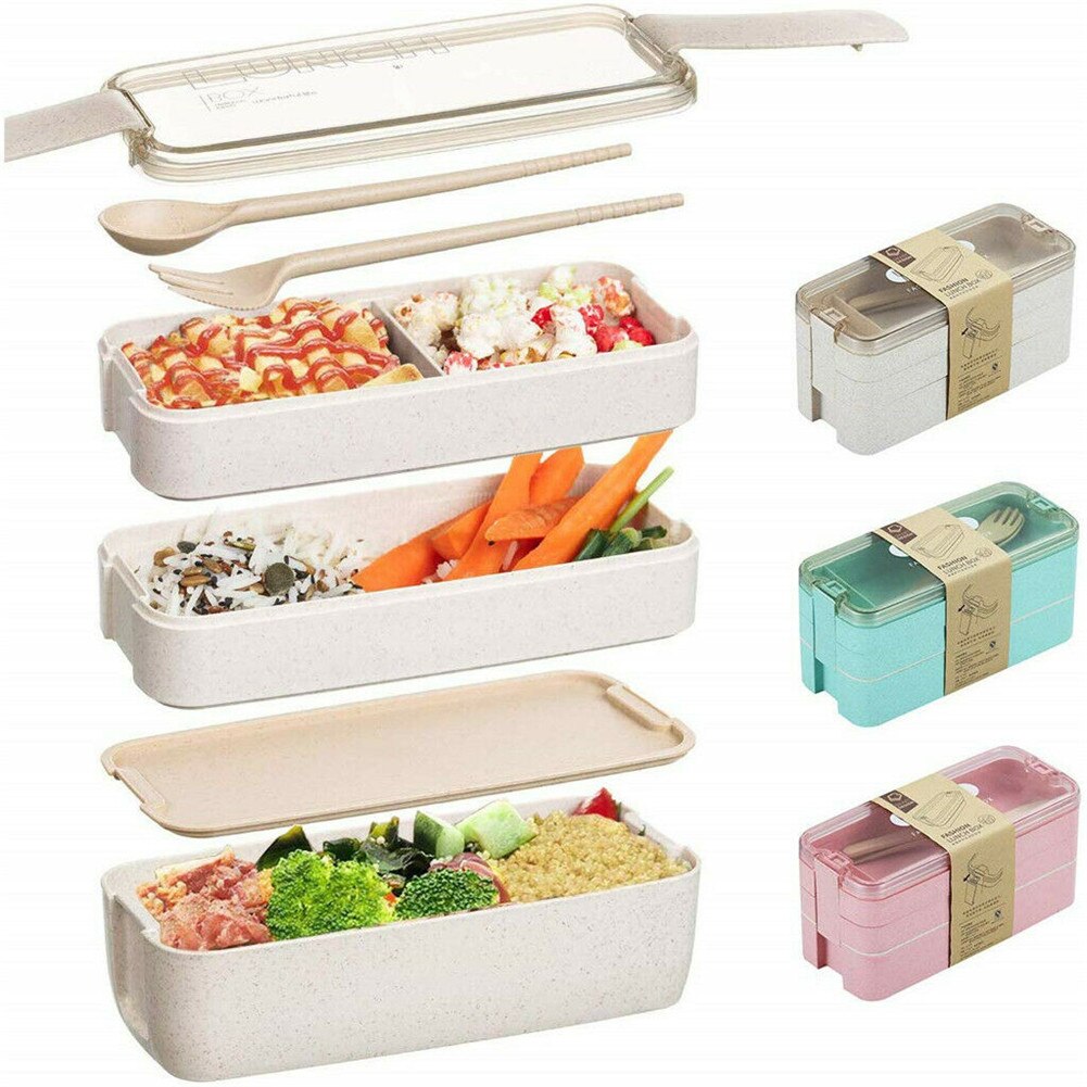 Good Healthy Portable Student Lunch Box Compartment Office Worker 3-layer Heating Lunch Box Container