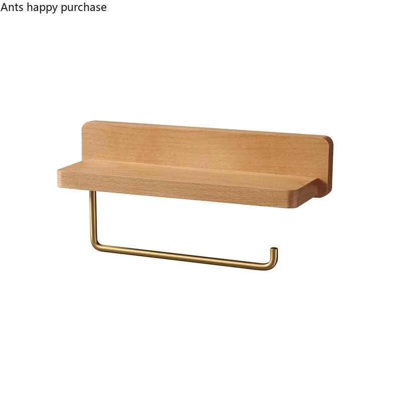 Toiletrolhouder Messing Hout Tissue Houder Plank Tissue Doos Toiletpapier Houders Muur Gemonteerde Papieren Handdoek Houders Tissue rack