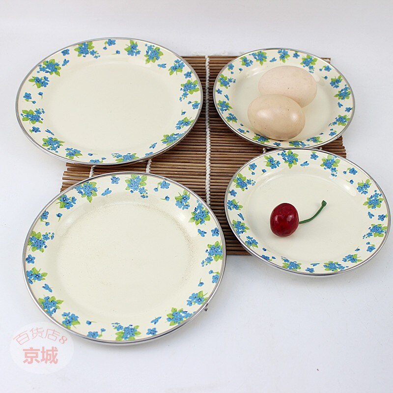 Enamel plate, enamel Western dish, Chinese enamel plate. 10 pieces / 1 package.