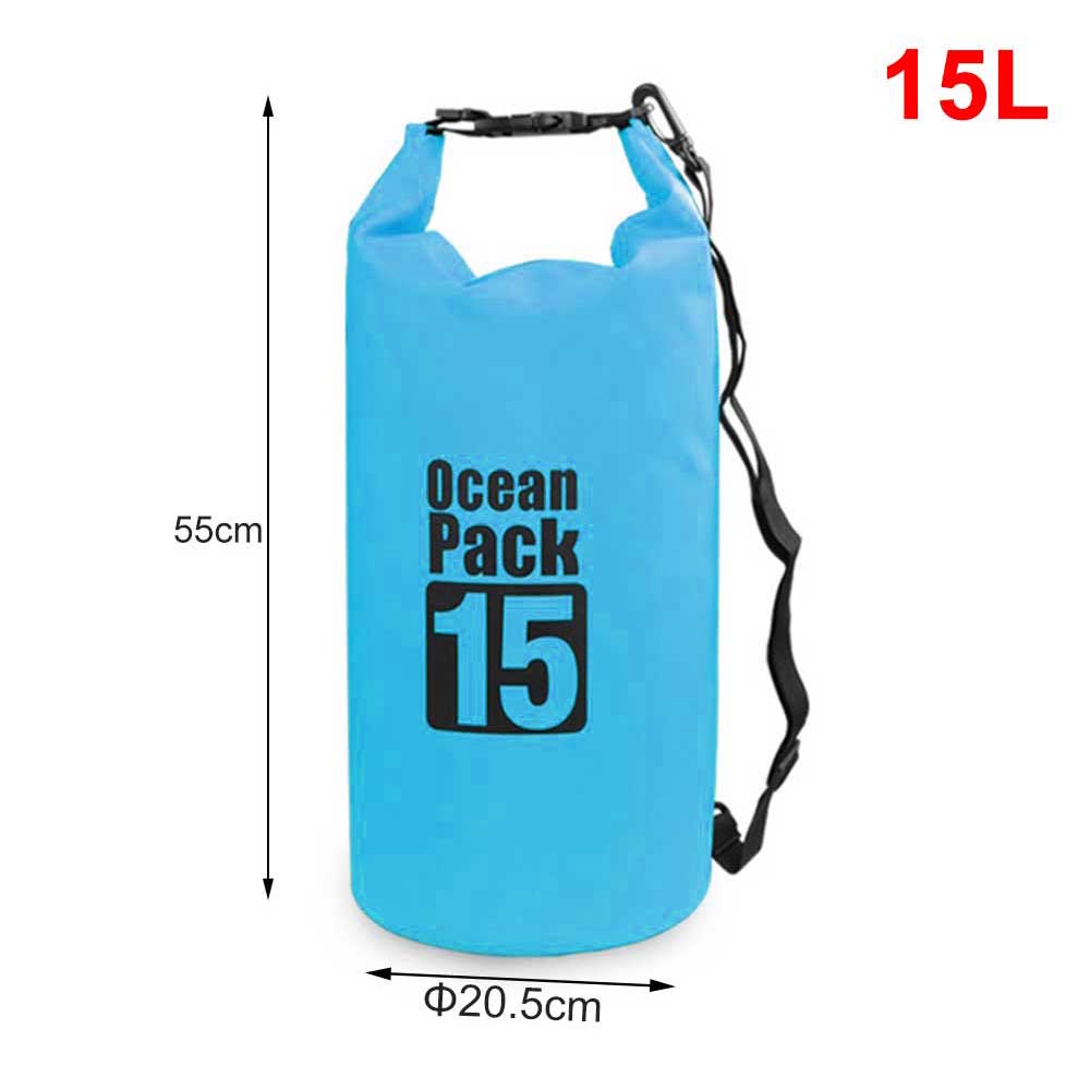 Waterproof Dry Backpack Floating Shoulder Bag Roll Top Sack for Kayaking Rafting Boating River Trekking Swimming Pool Outdoor: Blue 15L