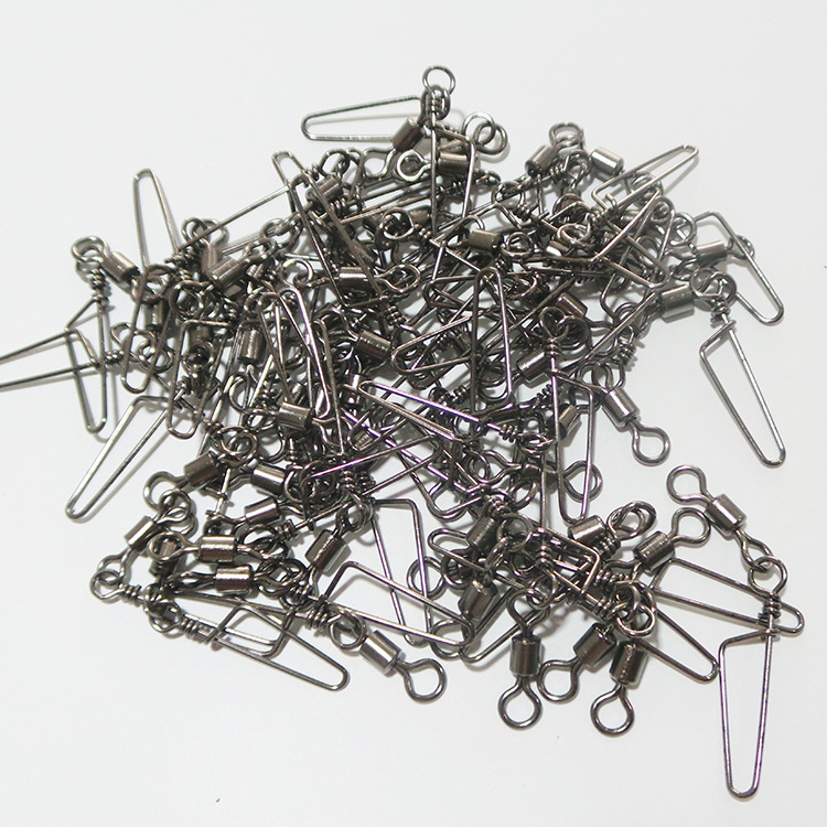 50Pcs/Lot Steel Alloy Fishing Rolling Swivels With Coastlock Snaps Size 2# 4# 6# 8# 10# 12# 14# Carp Fishing Swivel Connectors
