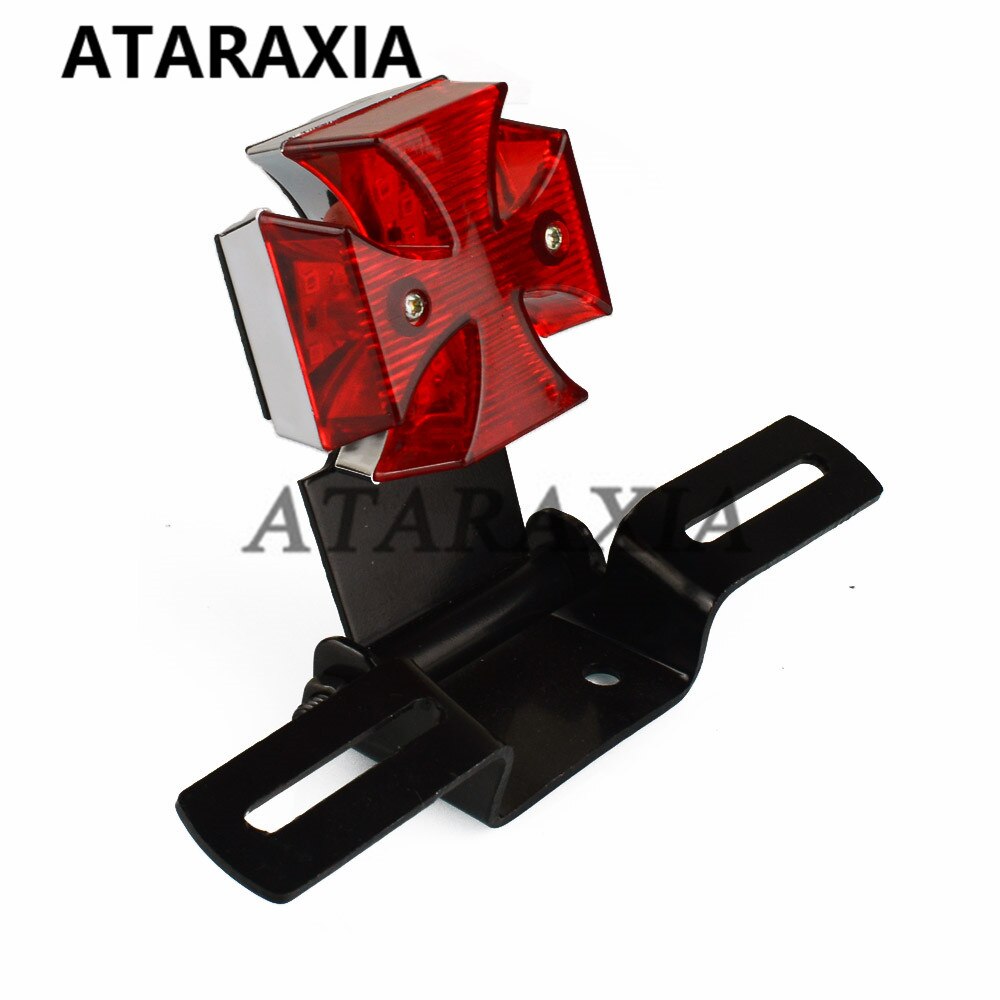 Universele Motorfiets Led Achterlichten Remlicht Rood Iron Cross Knipperlicht Brake Achterlicht Led Met Kentekenverlichting: Taillight