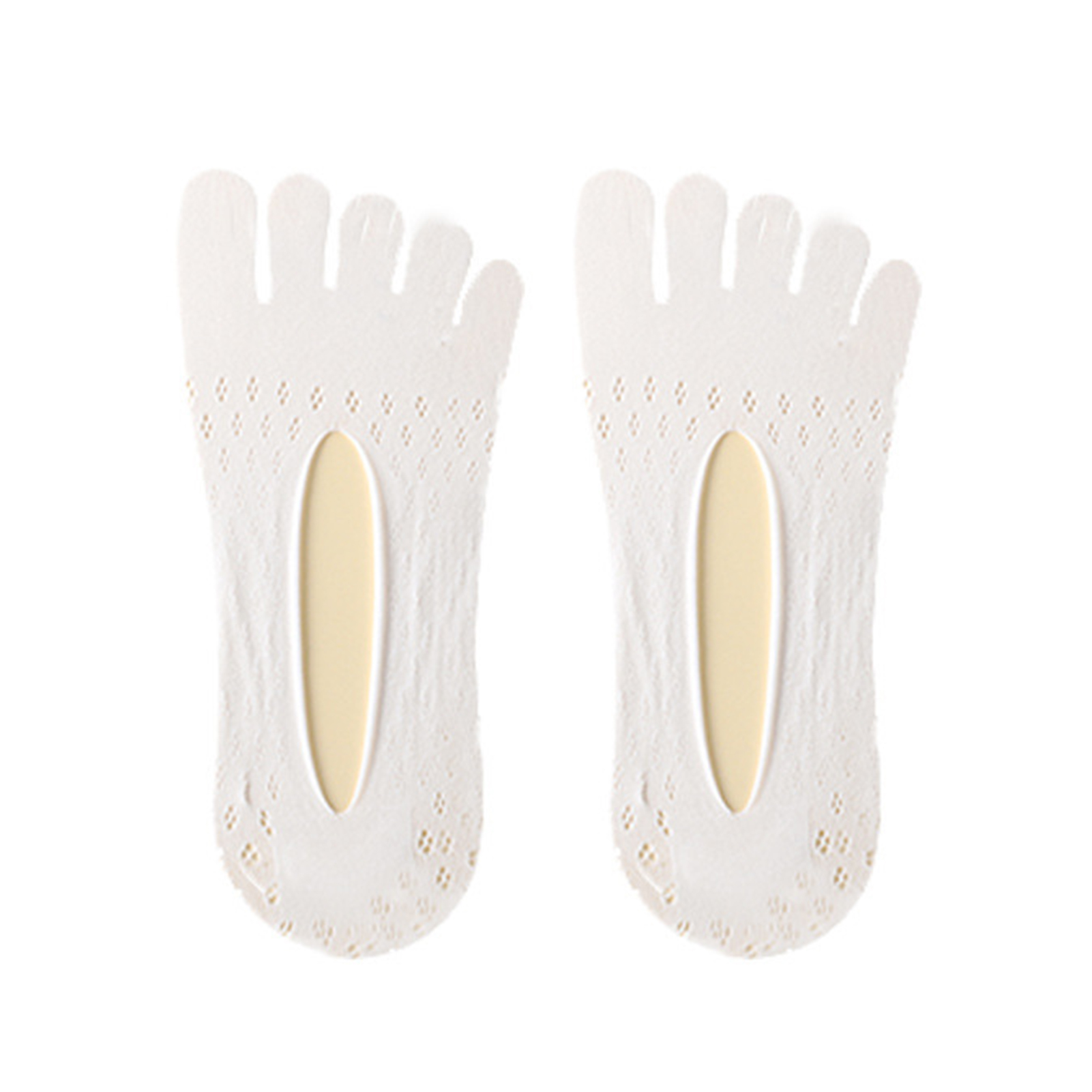 Velvet Five-toe Socks Mesh Ultra Low Cut Liner with Gel Tab Breathable Thin Five-toe Socks Invisible Socks for Women Summer B99: white
