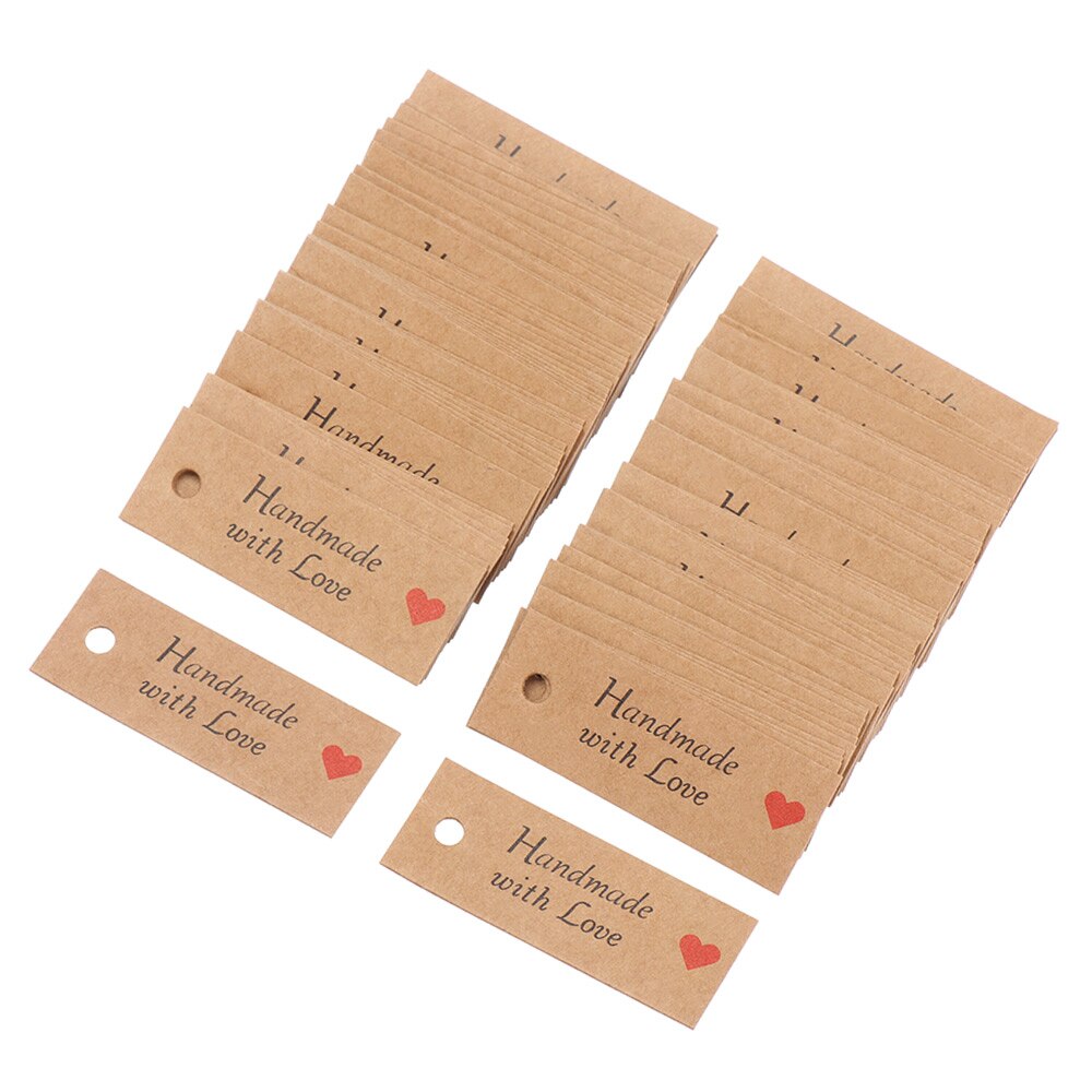 100 Stuks Dank U/Handgemaakt Met Liefde Kraftpapier Tags Papier Hangen Kaarten Prijs Label Kleding Labels Diy ambachten Verpakking Supplies: Handmade With Love