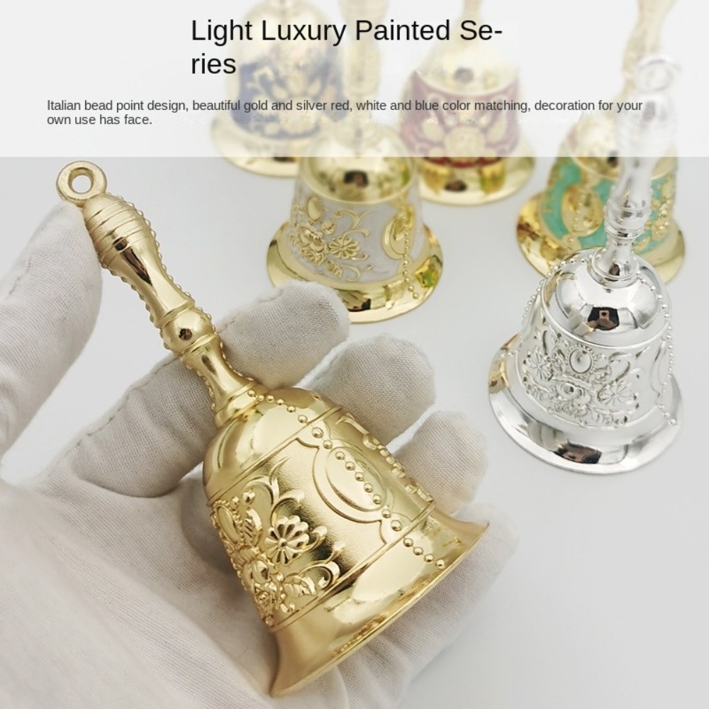 Moderne klar lyd håndklokke bronze metal retro rose kirkeklokke gylden middagsklokke til restaurant bar jingle kirke skole