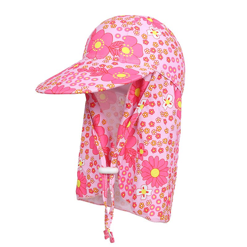 Gorra para niños con protección de cuello cubre el sol para niños gorra de natación UV de sombrero de ala grande playa ajustable de verano con cubierta de oreja