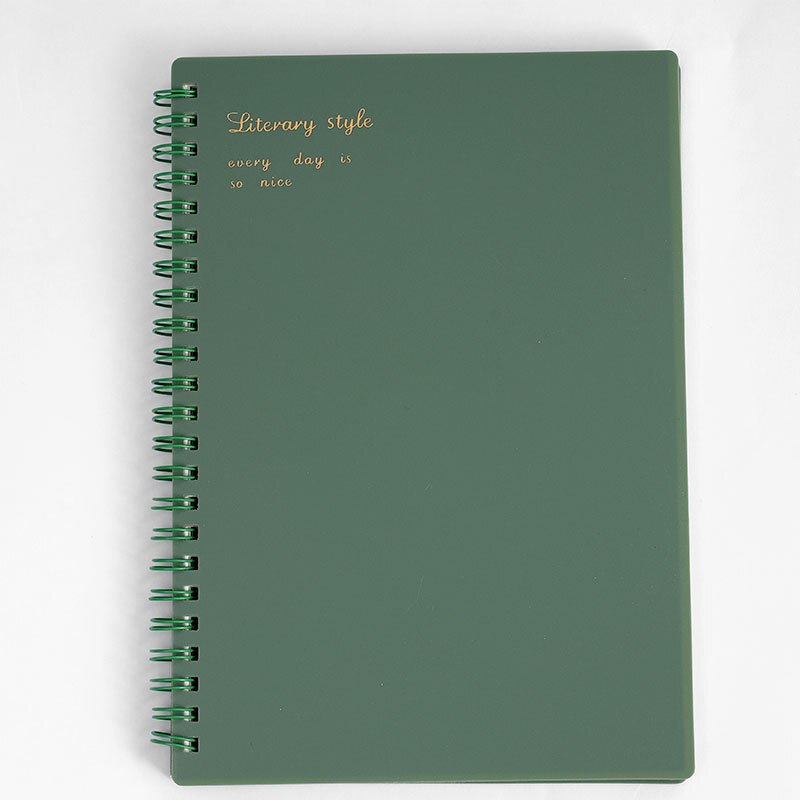 A5 B5 Coil this student horizontal line grid literary notebook retro rollover spiral simple coil this office stationery: GREEN / A5