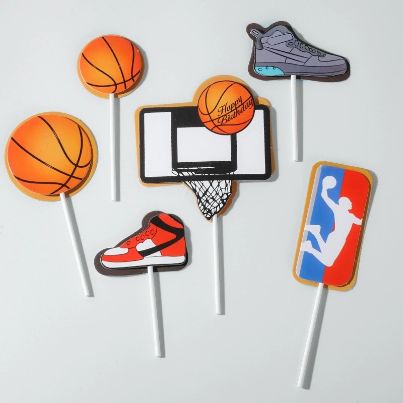 Basketball Cake Toppers Happy Birthday Balls Cake Decorations Basketball Theme Cake Decoration for Boy Sport Party Supplies: light green
