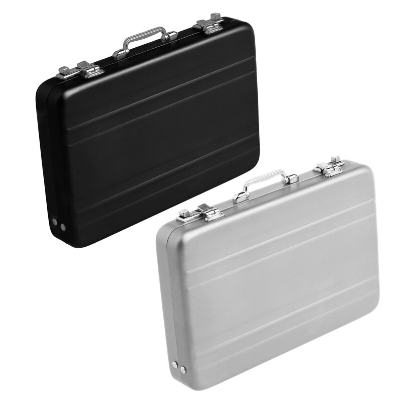 Maletín de aluminio con Mini contraseña de la maleta 2 uds.-plateado y negro – Grandado