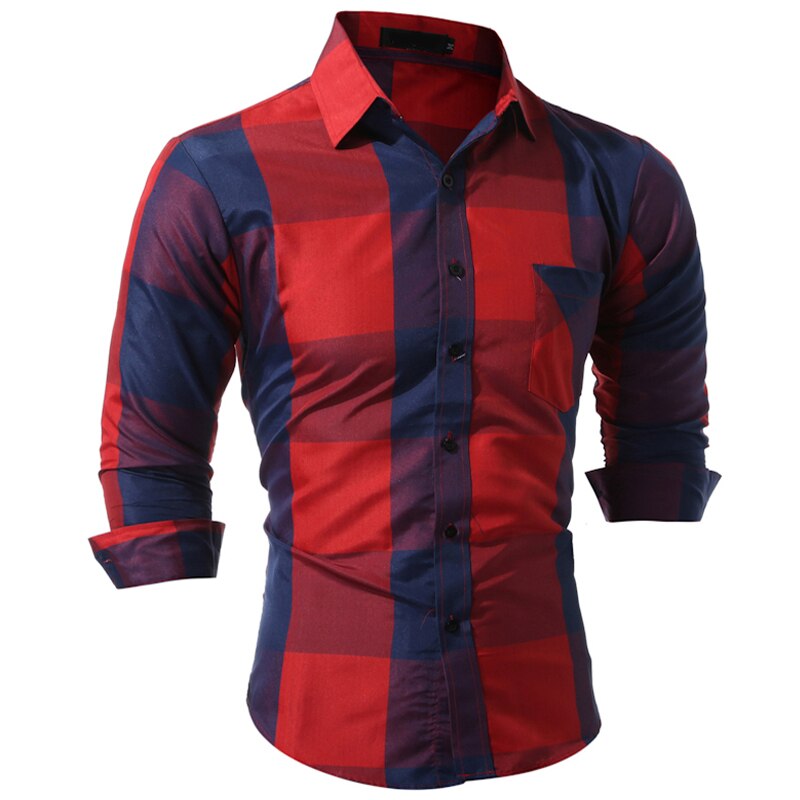 Chemise à carreaux à manches longues pour homme, haut Slim en coton, à la , été