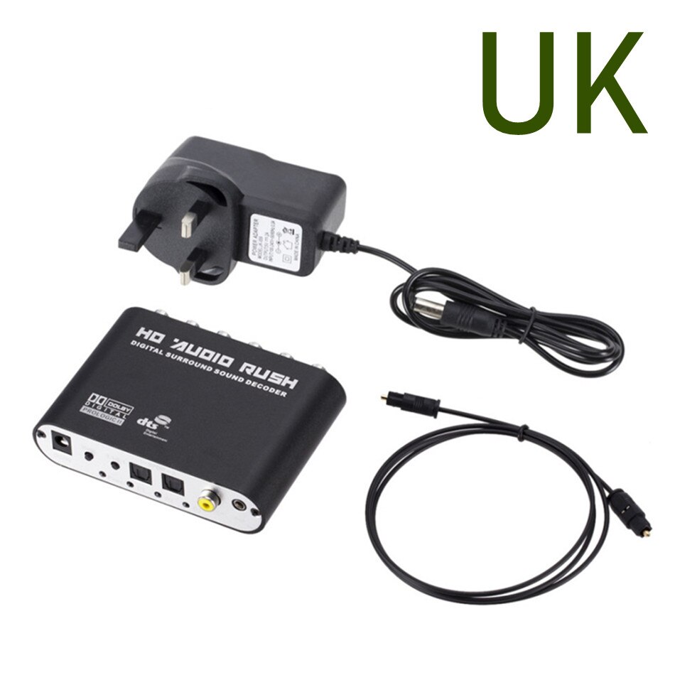 Wvvmvv  ac3 audio digital-analog 5.1- kanal stereo dac-wandler optisch spdif koaxial aux 3.5mm to 6 rca decoder verstärker: Mit uk-stecker