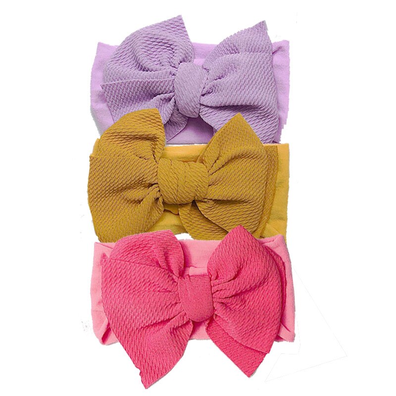 3Pcs/set Big Bows Baby Girl Headband Soft Elastic Nylon Baby Headband Solid Color Toddler Infant Girls Hair Accessories