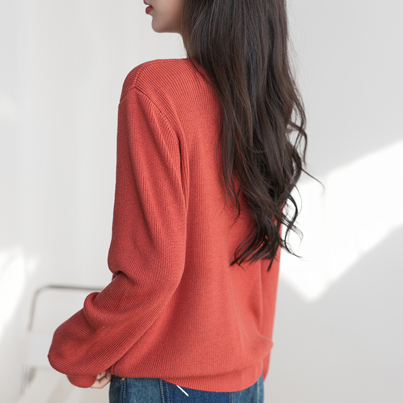 Spring/Autumn 100% Cotton Women's Sweater Casual V-neck Knitted Cardigan Ethnic Style Korean Edition Large Jacket Ttops
