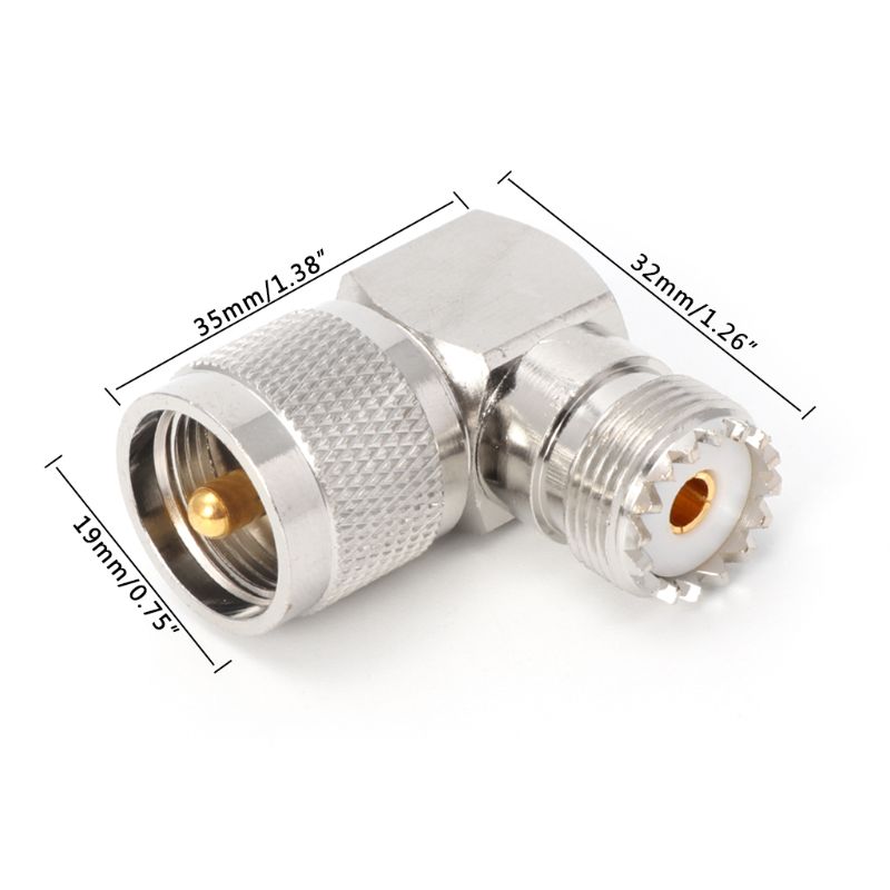 UHF PL259 Male Plug To SO239 Female Jack Right Angle 90 Degree RF Adapter Connector