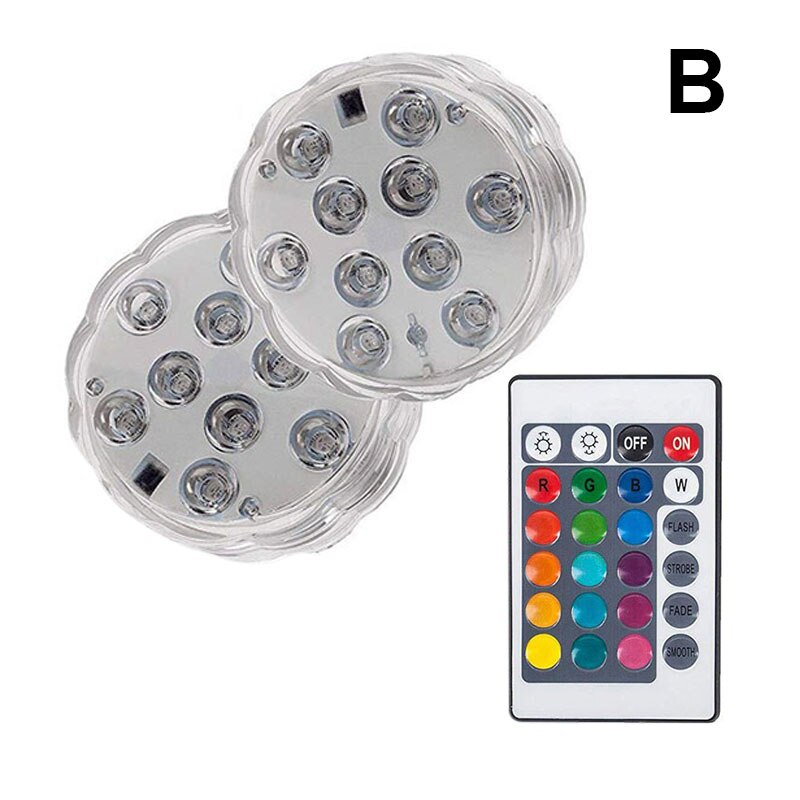 10Leds Duiken Knop Verlichting Led Zwembad Verlichting Aquarium Kleurrijke Licht Afstandsbediening Onderwater Waterdicht Lichten PAK55: b
