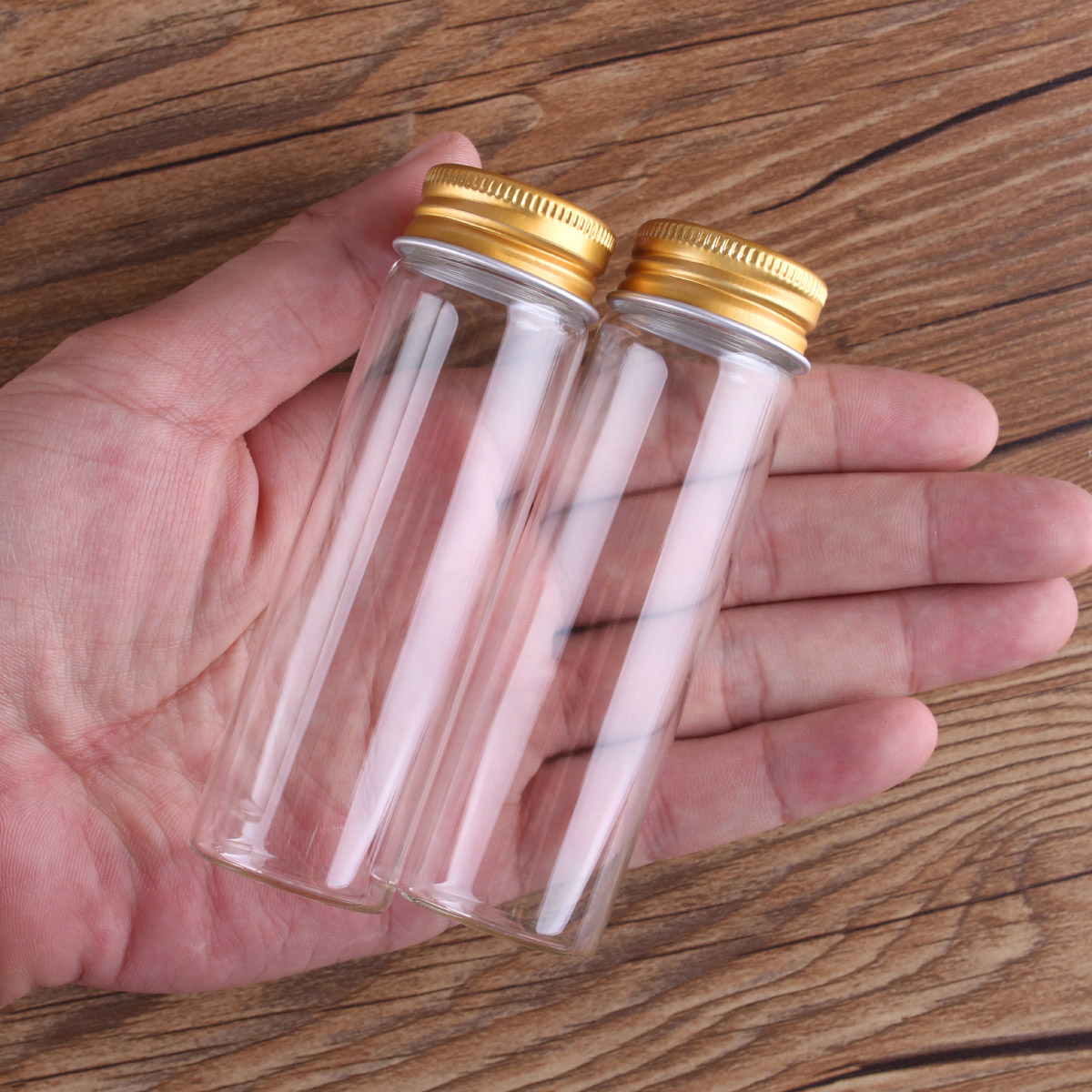 Bouteilles en verre avec bouchons en aluminium doré, bocaux à épices, artisanal de mariage, 24 pièces, 50ml, 30x100mm