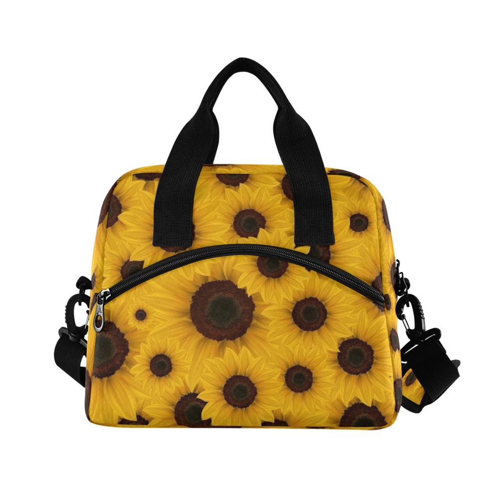 Zonnebloem Vrouwen Mannen Lunchbox Draagtas Voedsel Verse Thermische Geïsoleerde Lunch Zakken Koeler Voor Jongens Meisje Kids School Picknick bento Bag