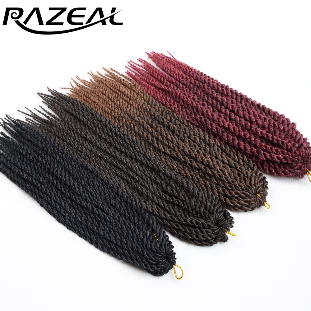 Razeal Micro Crochet Braids 14 inch Senegalese Twist Hair Extension For Kids Teenagers Synthetic Braiding Hair High Temperature