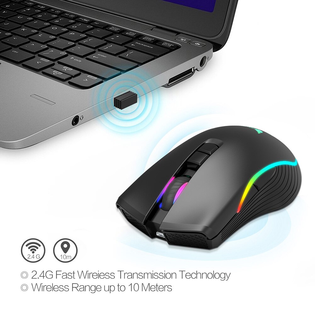Gaming USB Receiver Optical Mouse Mice Rechargeable 2.4GHz T26 Wireless Office Caring Computer Supplies for PC