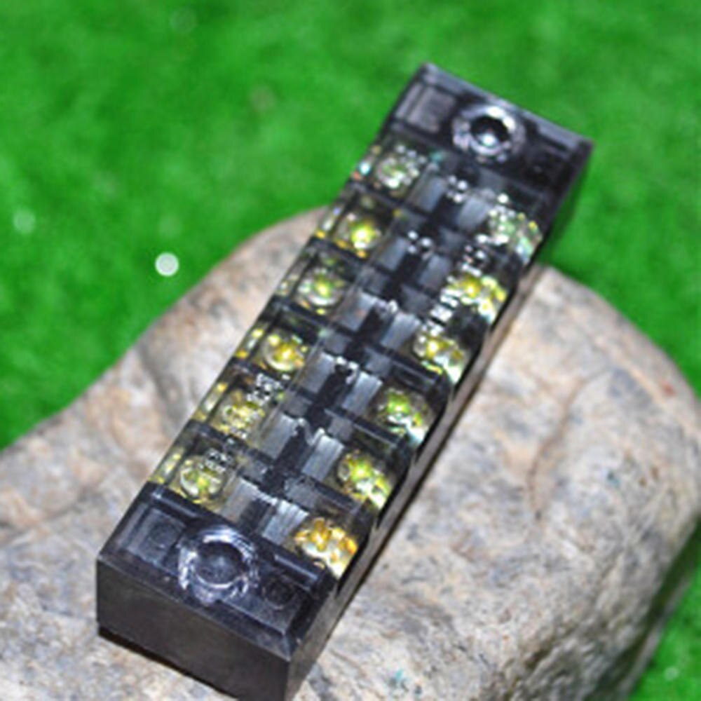 15 Stk/set 6 Punt Auto Marine Power Distributie Bus Bar Terminal Block 600V 15A Zwart Rood Terminal Barrier Strip