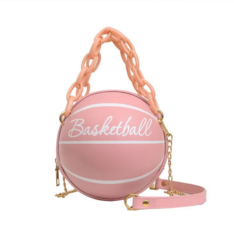 Borse a sfera Y2k per adolescenti borse a tracolla da donna borse a tracolla a catena a tracolla borsa da basket rosa in pelle femminile di personalità: Colore rosa