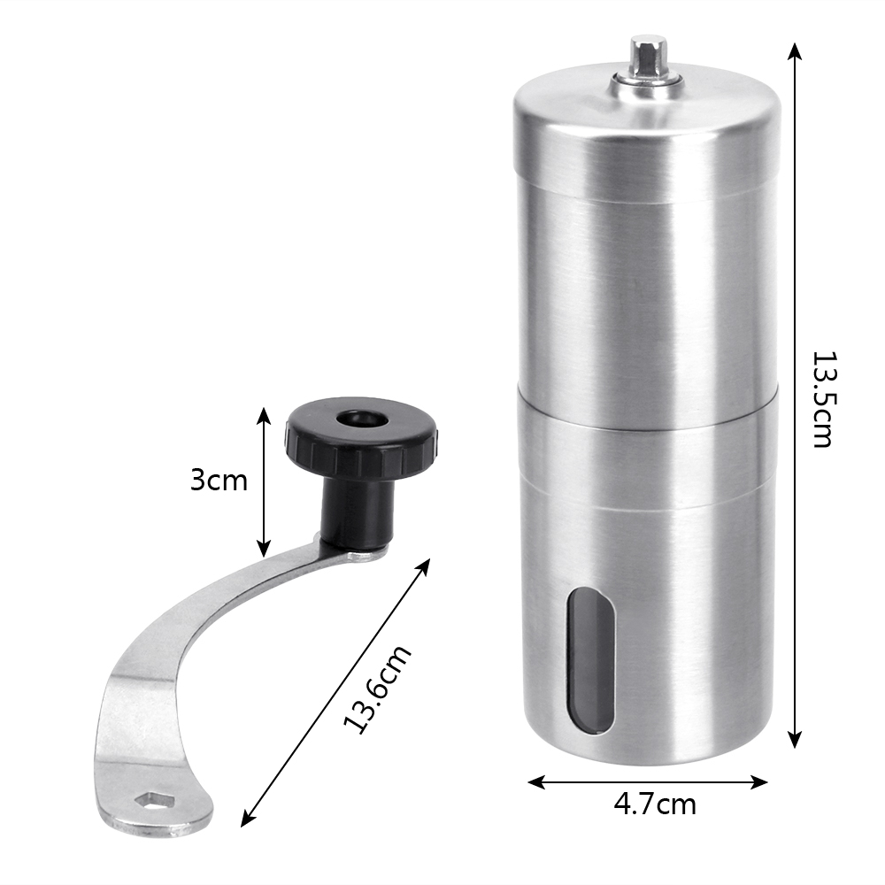 Kahvipapujen jauhin siemenmylly hopeanvärinen jauhin ruostumattomasta teräksestä valmistettu mini kannettava käsintehty keittiötyökalu