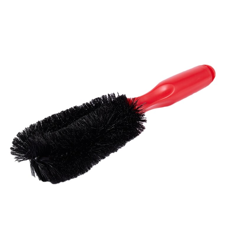Multi Direction Motorcycle Car Wheel Spoke Brush Cleaner Black Red 10.7inch