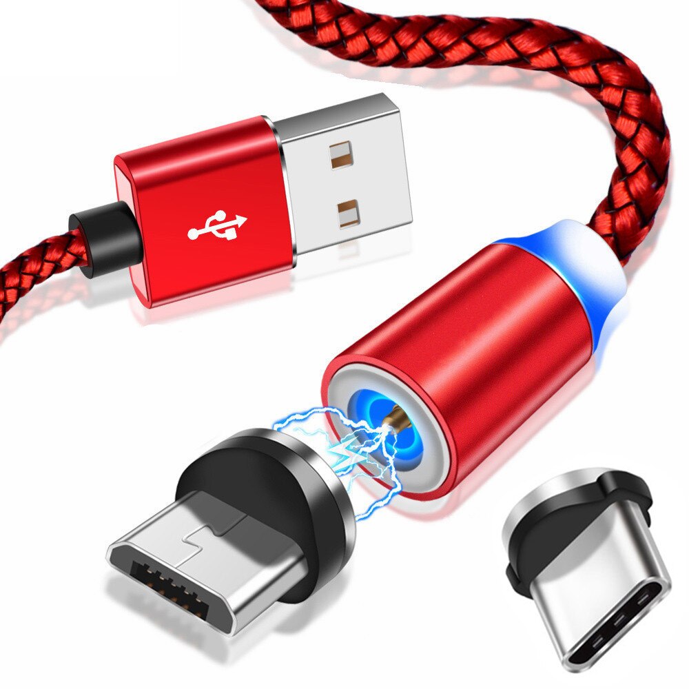 Micro usb magnetisk kabel type c magnet opladerledning til samsung  s7 j7 j6 j4 a3 a5 a7 huawei  p20 lite redmi 8 note 5 6 7 pro