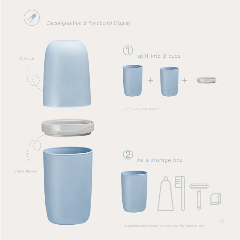 Bærbar tannbørsteholder reise tannglass/krus oppbevaringsboks for tannkrem tannbørste pba gratis tannbørsteveske hvit grønn