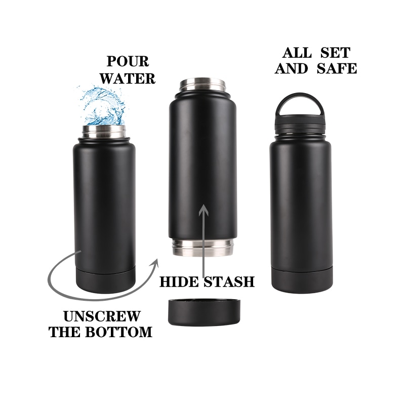 Stainless Steel Hidden Tumbler Water Bottle Stash Box Diversion Safe With Huge Storage