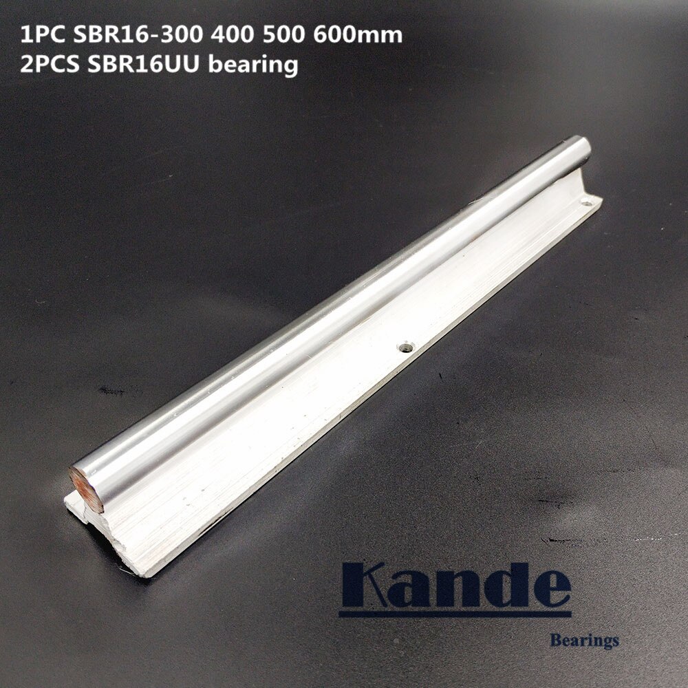 Trilho linear 16mm sbr16-300 400 500mm 1 pç guia linear sbr16 + 2 pçs blocos sbr16laptop para cnc