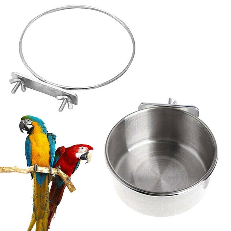 Parrot Stainless Steel Food Bowl Food Container Food Cup Cup Special Trough For Birds Food Water Food Bowl Water Basin U4M2