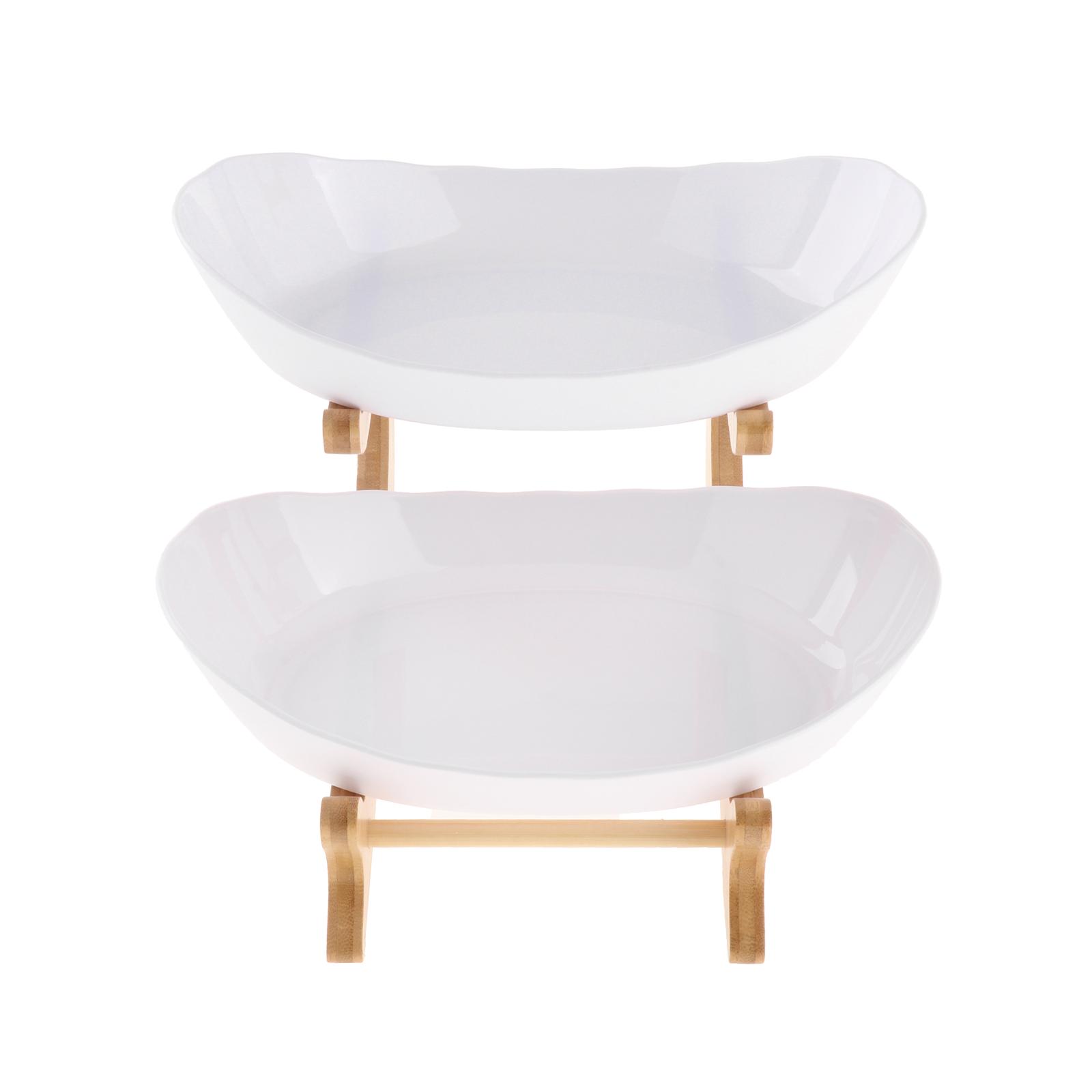 Tiered Tray Fruit Plate Appetizer Snacks Candy Shelves Organizer: 2 Tiers White