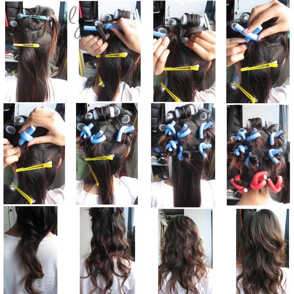 Hair Rollers Sponge Hair Curling 10pcs Soft Curl Hair Bendy Roller DIY Styling Hair Rollers Tool Curler Maker